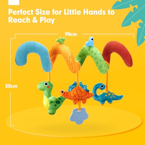 hahaland Cochecitos Juguetes Bebes 0 3 6 Meses, Espiral Carro Bebe Colgantes Juguetes Bebes 6-12 Meses, Dinosaurios de Peluche con Sonidos Interactivo Regalos para Bebe - imagen 8