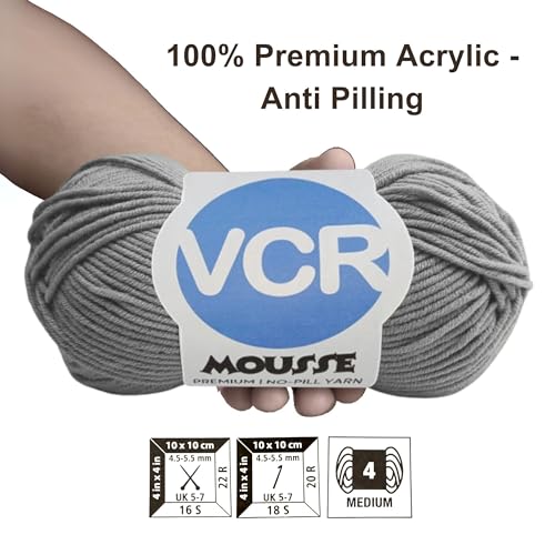 Image of VCR 4ply Evergreen Fog Yarn, 100 Grams Hank, 190 Meters Length, Acrylic Ball for Crochet and Knitting, Soft Crosia Threads, Pack of 1 Yarn, Suitable for DIY Crafts