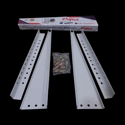 Image of Zigma Air Conditioner AC stand Outdoor for 1 Ton, 1.5 Ton, 2 Ton AC Stand, Heavy Duty AC Outdoor Unit Stand Wall Mounting Bracket Special Coated (Size: Stand L-47cm, Taper L-39, Weight 2.5kg)