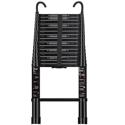 ARCHOM Telescoping Ladder 20 FT - Aluminum Telescopic Ladder with Hooks - Folding Extension Ladders for Home Work Loft Roof Attic RV Ladder with EN131 Certification - 330lbs Max Capacity (Black)