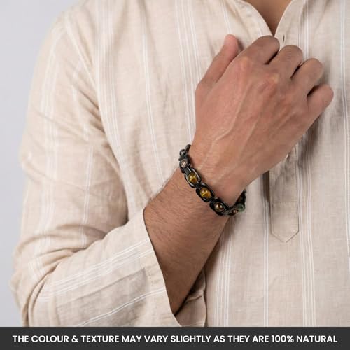 Image of Astrotalk Metal Dhan Yog Bracelet | Attracts Wealth & Financial Prosperity | Pyrite, Citrine, Tiger Eye, Quartz, Hematite & Aventurine Astrology Bracelet for Man & Woman | Gift for Man & Woman