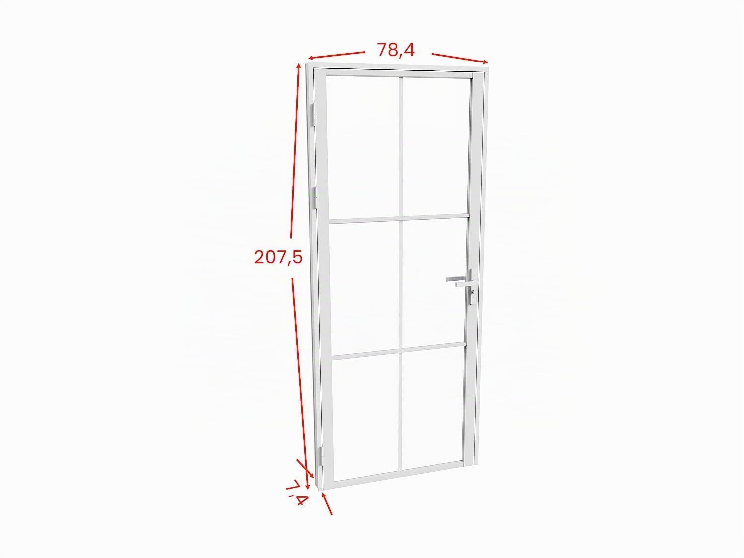 Vente-unique SEROTO - Bloque de puerta reversible de aluminio y vidrio templado - 204 x 73 cm - Blanco
