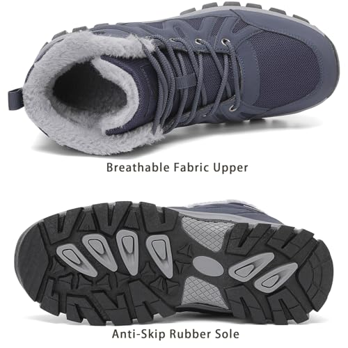 FLARUT Mens Snow Boots Insulated Fur Liner Winter Warm Hiking Shoes Walking Sneaker3