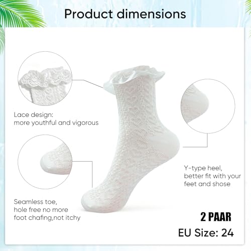 Snyvpra Trachtensocken Damen, 2 Paar Dirndl Socken Damen, Traditionelle Strümpfe Für Oktoberfest, Weiche Baumwollstrümpfe Mit Bequemer Passform, Ideal Für Lederhose Und Dirndl