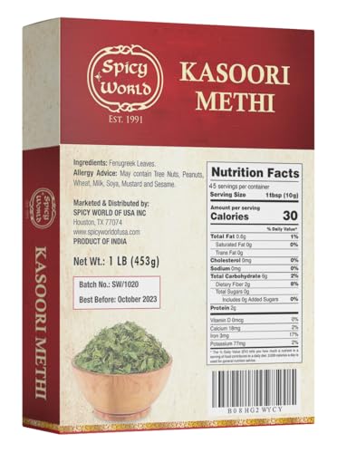 Spicy World Kasoori Methi 1 LB Bulk Pack - Fenugreek Leaves Dried - All Natural from India (1 Pound, 16 Ounce) - Image 2