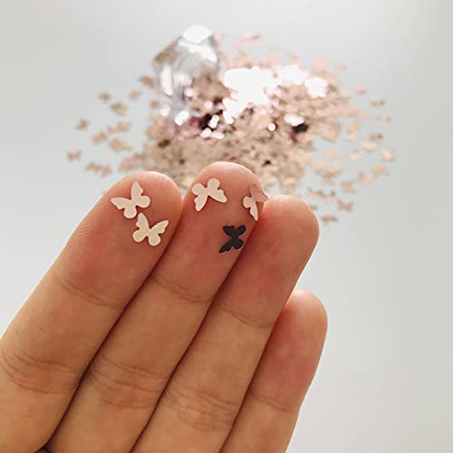 Prettyg 10 Grams/Pack - Rose Gold Butterfly Shape Glitter Sequins - Festival Rave Beauty Makeup Face Body Nail Art Decoration B0230 #TOP1