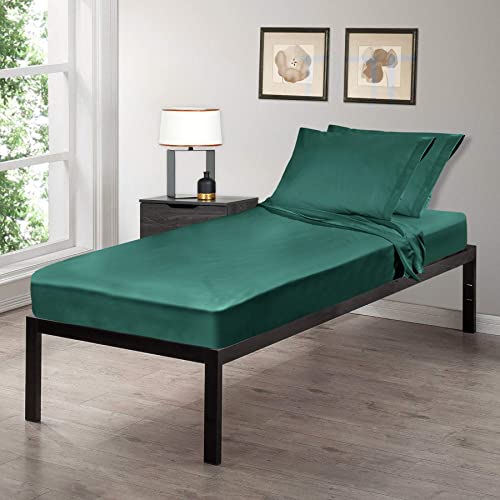Image of Gilbins Cot Size 30 inch x 75 inchx8 Sheet Set 4 Piece Fitted Flat 2 Pillowcases, Made of Cotton, Perfect for Camp Bunk Beds /RVs /Guest Beds Hunter Green