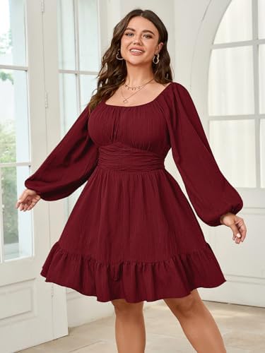 Womens Plus Size Dress Casual Long Lantern Sleeve Guyana