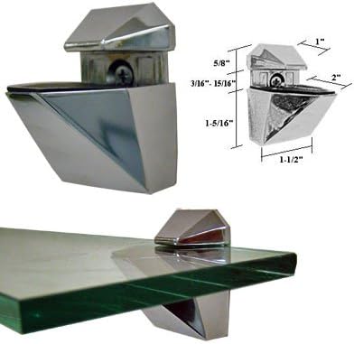 Brushed Nickel Adjustable Glass or Wood Shelf Brackets - Pair