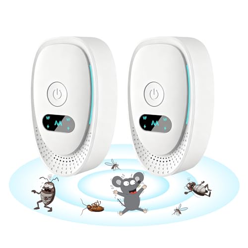 2 Pack Ultrasonic Pest Repeller, Insect Repellent Plug In, Electronic Powerful Mouse Deterrent, Pest Control,Air Purifier for Mice, Rodent, Mosquitoes, Spiders, Ants, Cockroach, Safe for Humans & Pets