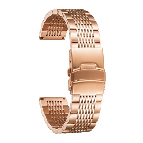 Image of BINLUN Stainless Steel Watch Band, Metal Watch Strap for Men Women Replacement with Double-Lock Deployment Clasp Polished Watch Bracelet Silver Black Gold Rose-gold 18 /19 /20 /21 /22 /24mm