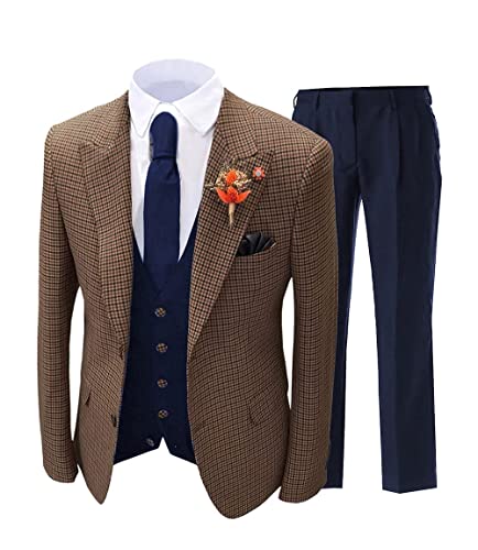 Costume trois pièces pied-de-poule pour homme | Smoking chic réveillon et gala