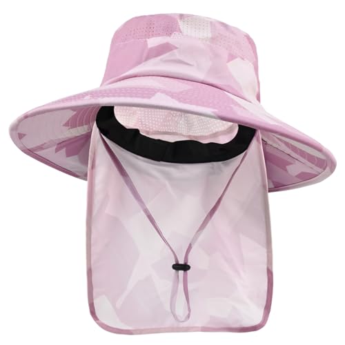Image of Sun Hats for Men Women Fishing Hat UPF 50+ Breathable Wide Brim Bucket Hats Summer UV Protection Safari Hat with Neck Flap