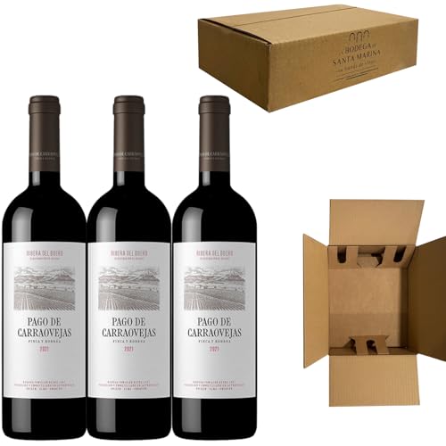 Pago de Carraovejas 2023 Ribera del Duero - Vino Tinto Crianza de Autor, Tempranillo, Cabernet Sauvignon y Merlot, Barrica de Roble, 14.5% Alcohol - Pack 3 Botellas 75cl