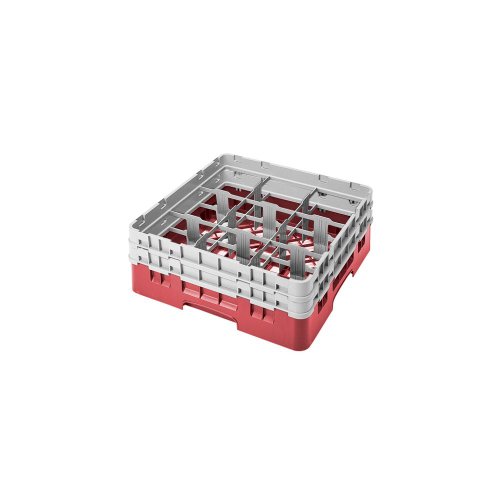 Cambro Camrack 9 Comp Full Size Glass Rack w/ 2 Extenders, Red - Case = 4