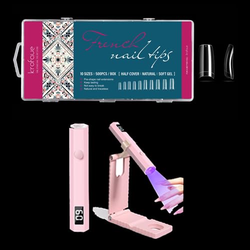 Krofaue Professional Nail Tips Art Kit – 500PCS Clear French