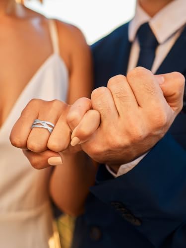 Bestyle 925 Sterling Silver Simulated Diamond CZ Criss Cross Ring for Women, Infinity Love Statement Rings CZ Eternity Engagement Wedding Band Ring for Her3