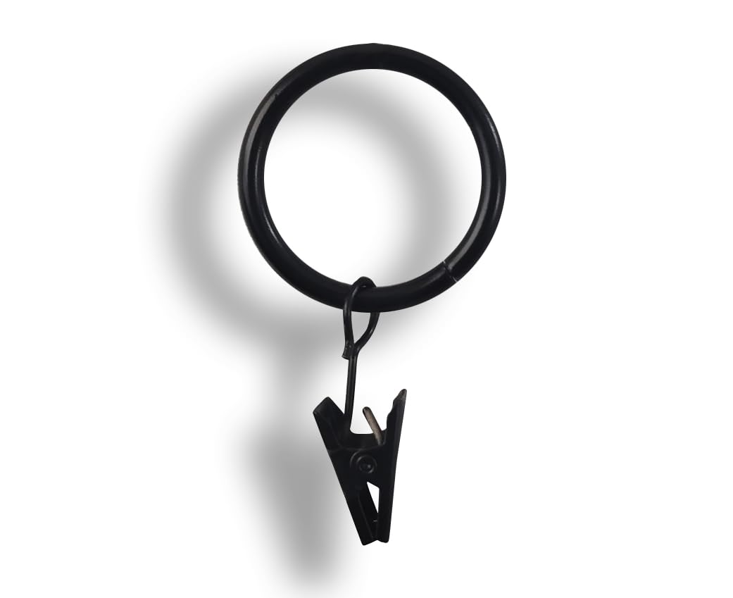 Lister Cartwright 19 mm Curtain Rings Matt Black Metal Clip(10x Curtain Rings)