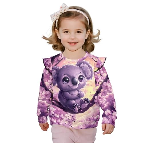 Cute Sweatshirts for Girls Ruffle Long Sleeve Shirts for Toddler Girls Size 1-8 Years Active Athletic Tops