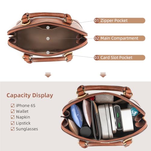 Image of LOVEVOOK Purse for Women Crossbody Bags Classic Double Zip Top Handle Dome Satchel Bag