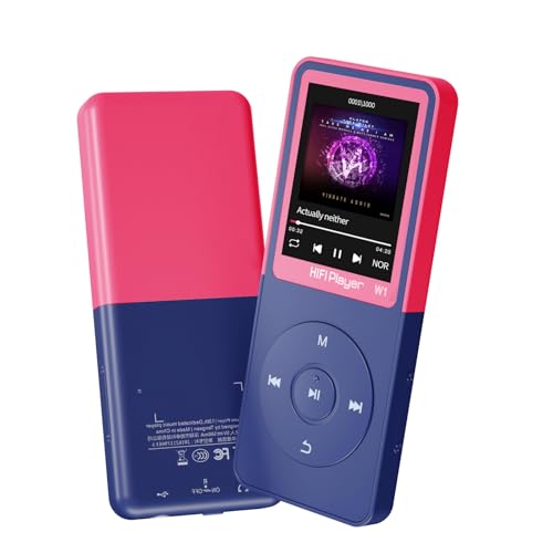 Bluetooth Mp3 Player, Classic Portable Mp3 Players for Kids,HiFi Music Player with Bluetooth,Video Play,FM Radio,Recording,E-Book,Alarm Clock,Mp3 Play up to 50 Hours with SD Card Slot Pink 32GB