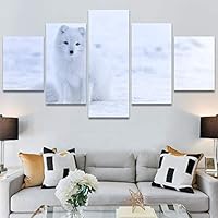 SIGNWIN 5 Panel Canvas Wall Art Animals Black and White Dramatic Group Modern Artwork for Home Decorations Ready to Hang - 60