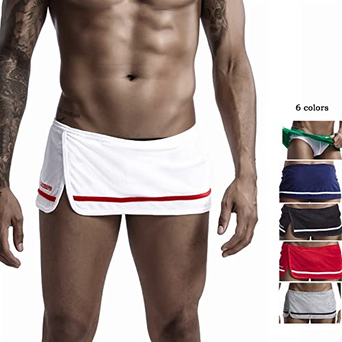 Sweat Pants Men's Corduroy Shorts Man Velvet Vintage Shorts Skirt Men’s Towel Shorts Bathing Wear Home Sexy Pajama Short (Color : White, Size : XX-Large)3