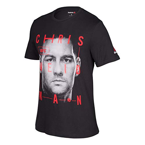 Reebok Chris Weidman UFC Men's Black Fan Gear Artist Series Fighter T-Shirt AP6668 (Small)