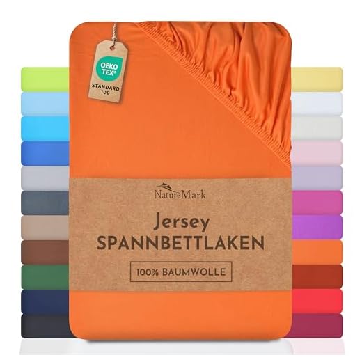 NatureMark Jersey Spannbettlaken, Spannbetttuch 100% Baumwolle in vielen Größen und Farben MARKENQUALITÄT ÖKOTEX Standard 100 | 140 x 200 cm - 160 x 200 cm - terrakotta