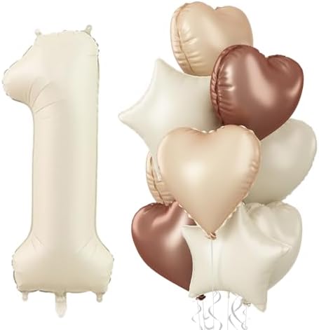 Nude 18 Balloons Decor for Girls, Beige Apricot Brown Tan Heart Balloon, Sand White 18 Balloon Boho Decor, Neutral Cream Foil Star Balloon for Kids 18th Birthday Wedding Anniversary Party Decoration