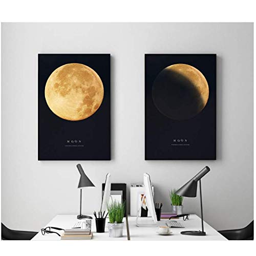 Peinture sur toile lune affiche moderne minimaliste déco salon moderne 50x70