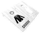 Bride and Groom Cornhole Board Decals - BLACK AND WHITE - 6PC Set Kit fit for Bean Bag Toss Outdoor Game Sticker Set - Die Cut - DIY Game Board Stickers - DECALS ONLY