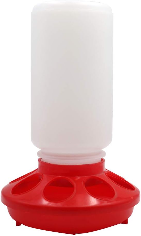 MACGOAL Automatic Poultry Feeder Small, Waste Free Chicken Feeder Jar, Baby Chick Feeder for Birds Pigeon Quail 1 Quart (Red and White)