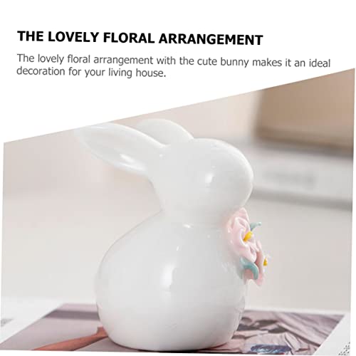 Kontonty Floral Ceramic Rabbit Figurines Home Decor Sculptures Home Decor Outdoor Statue Mini Bunny Figurines Tea Pet Statue Bunny Statue Outdoor Rabbit Statue Bunny Decor Bunny Sculpture #TOP4