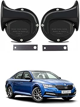 EIAC Universal Windtone Jalwa Horn (2 and 4 wheelers), Black color, Heavy plastic body, Set of 2, 12V voltage For Superb Universal For All Models