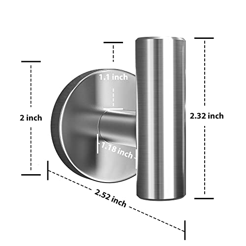 Socont Towel Hooks For Bathrooms Wall Mount, 2 Pack Silver Brushed Towel Hook For Hanging, Heavy-Duty Bathroom Wall Hooks For Towel Robe Black Wall Hooks Sus 304 Stainless Steel For Bathroom Kitchen #TOP2