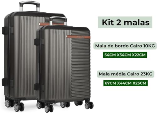 Polo King Conjunto de Malas de Viagem, Mala Bordo 54cm x 34cm x 22cm (10kg), Mala Média 67cm x 39cm