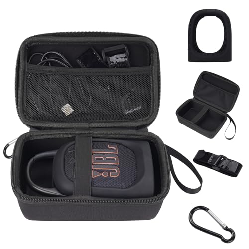 YouKnow Silicone Cover and Travel Case for JBL Clip 5 Ultra Portable Bluetooth Speaker, with Removable Strap Attach to Bike Golf Cart Boat (Black)