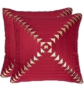 Tosleo Gold Leather Decor 18x18 Inch Brown Velvet Throw Pillow Covers