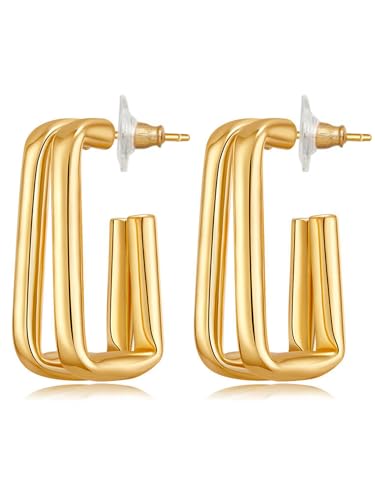 Image of Bohey by KARATCART Gold-Toned Classic Half Hoop Earrings for Women