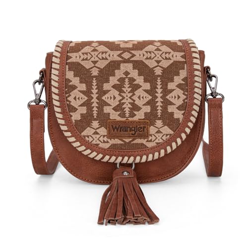 Wrangler Saddle Bag Purses for Women Small Crossbody Satchal Bag Embossed Braid Handbags