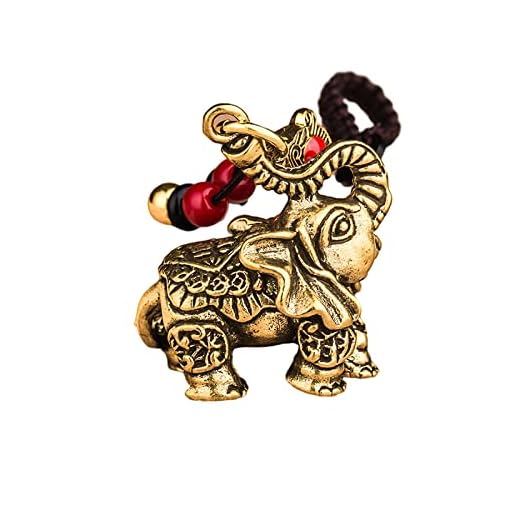 Mässing Elephant Car Nyckelring Hänge Retro Häng Bok Handgjorda Fem Kejsare Pengar Lanyard Smycken