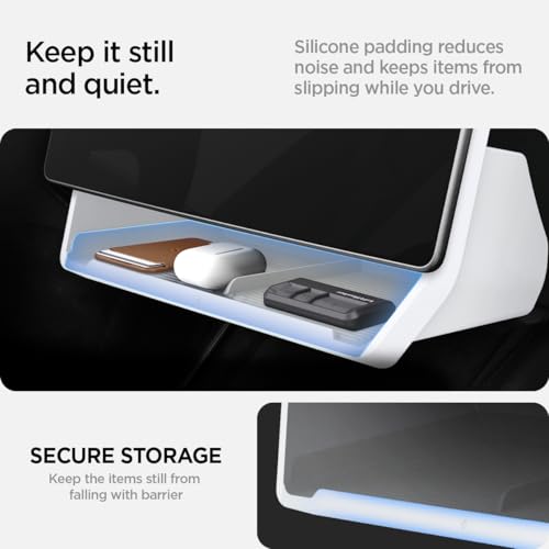 Image of Spigen Under Screen Storage Organizer for Tesla Model Y Juniper - White | Model 3 Highland / Only Standard, Premium & Performance (2026 /2025) [Upgraded] / For Tesla Model YL