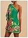 Floerns Women's Floral One Shoulder Mini Dress Dolman Sleeve Vacation Tunic Dresses Green Medium