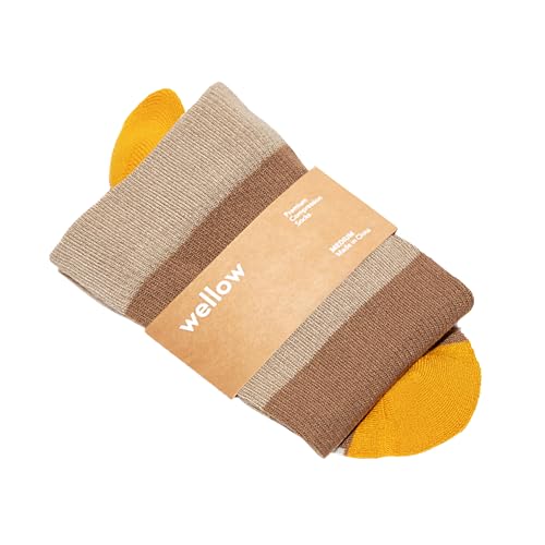 Image of Wellow Knee High Compression Socks for Men & Women | 18-25 mmHg Made with Viscose from Bamboo | Relieves Swelling- Stripes