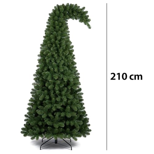 Bakaji Albero Di Natale Grumpy Verde Con Punta Ricurva Super Folto, Addobbo Natalizio Molto Folto Con 1100 Punte, Base A Croce In Ferro Stabile, Decorazione Natalizia Piena, Apertura Ombrello (210 Cm) - 4