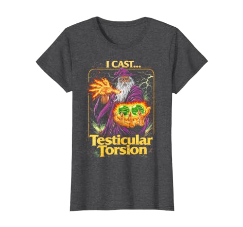 I Cast Testicular Torsion Funny Wizard Meme T-Shirt, Women, Dark Heather Grey, XX-Large