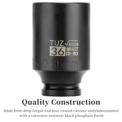 Image of 1 /2 Inch Drive 36mm Deep Metric Impact Socket,CR-MO,6 Point Radius Corner Design,Square Chamfered Opening,Axle Nut Impact Grade Socket for Easy Removal