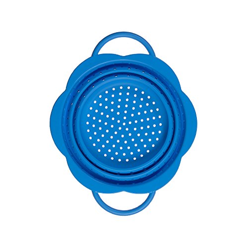 Kochblume Faltsieb S | Premium-Silikon | Hitzebeständig | Spülmaschinenfest | Platzsparend | Farbe: blau