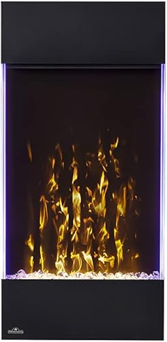 Miniatura 3 de Napoleon Allure Vertical 32 - NEFVC32H - Chimenea eléctrica para colgar en la pared, 32 pulgadas, negro, frente de cristal, cama de cristal de